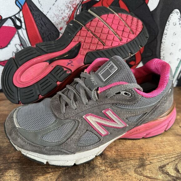 Size 9.5/10 - New Balance 990v4 Gray Pink White W990GP4 Women s USED *READ DESC* - Picture 1 of 6